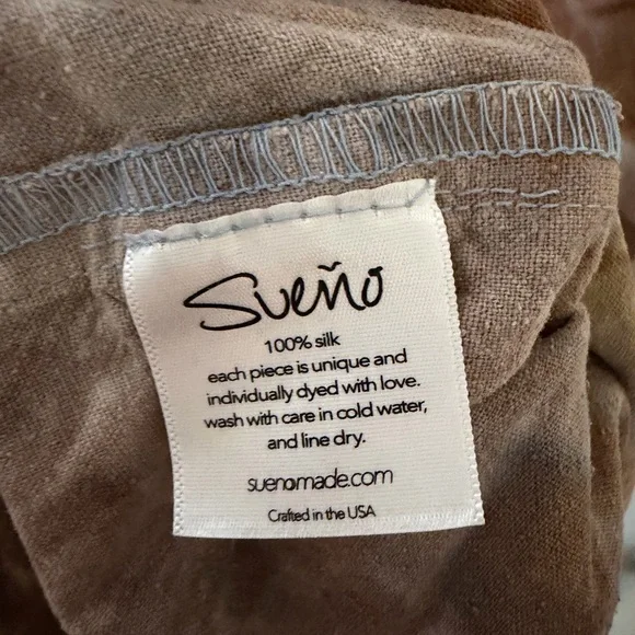 Sueño Made Silk Noil Brown Tie-Dye Slip Dress - Picture 7 of 8